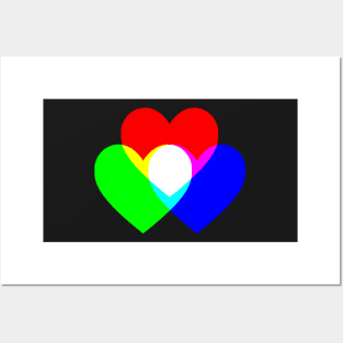 Light Hearts Red Green Blue Posters and Art